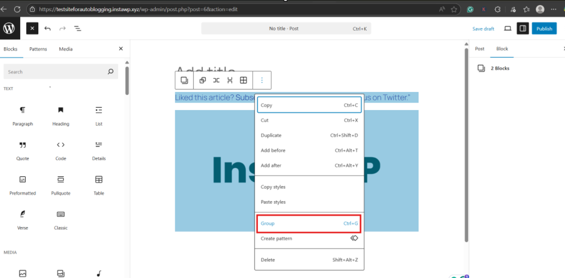 how to create a reusable block in WordPress