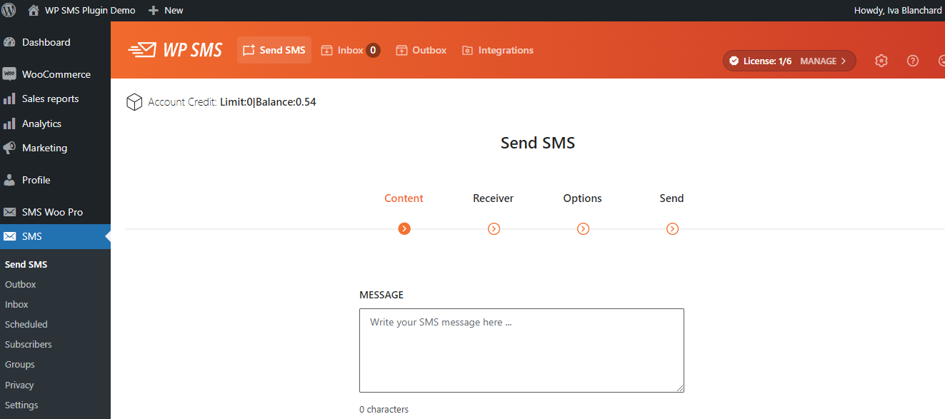 Sending SMS directly from your own WordPress dashboard.