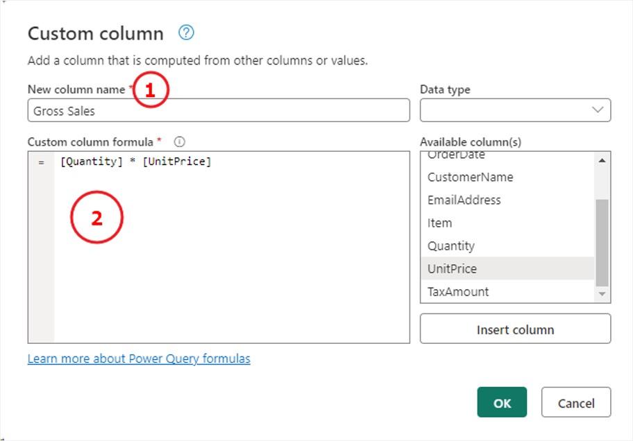 custom column using power query, m-dax