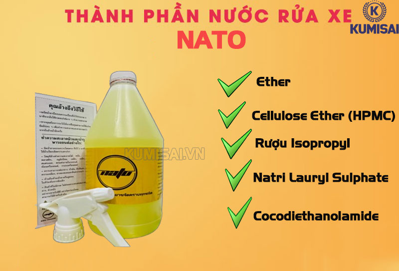 Thành phần cấu tạo chính của nước rửa xe Nato