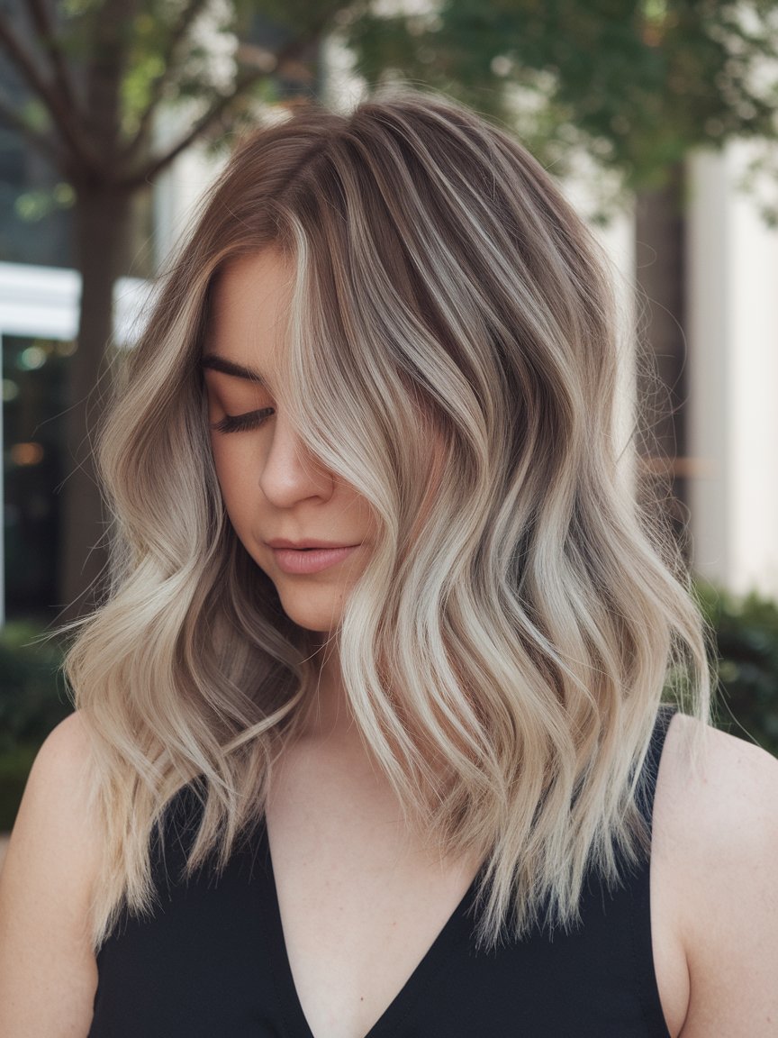 11. Wavy Balayage Lob