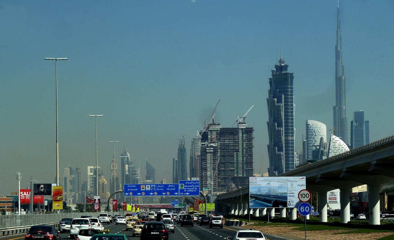 Dubai city road with traffic 
