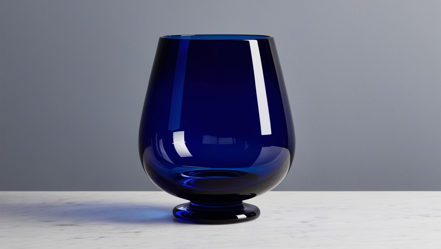 Dansk Dark Blue Glass Vase Ground Pontil