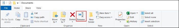 Choose Rename under the Organize section