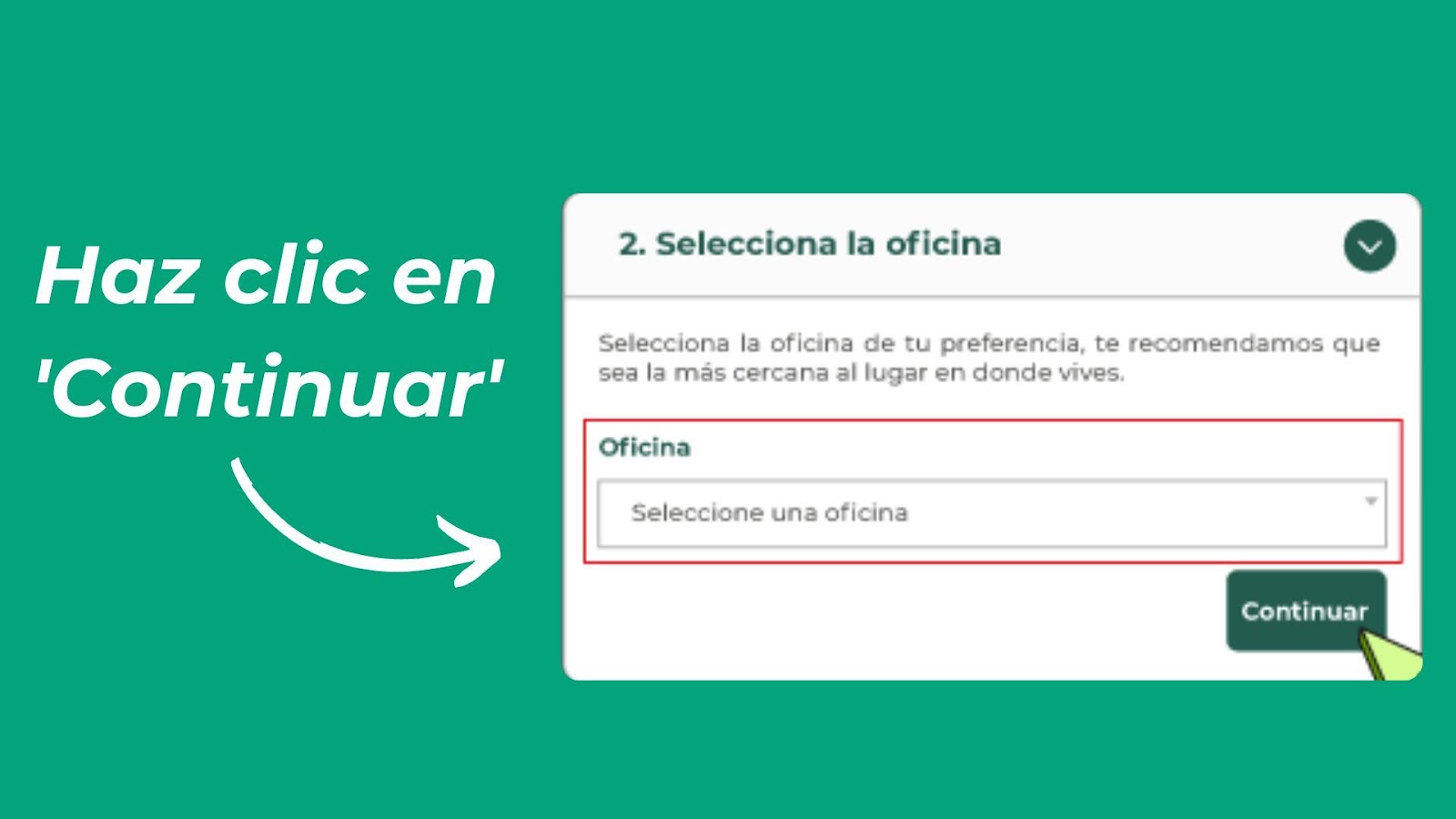 haz clic en continuar