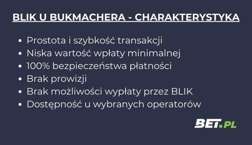 Bukmacher z BLIK - charakterystyka