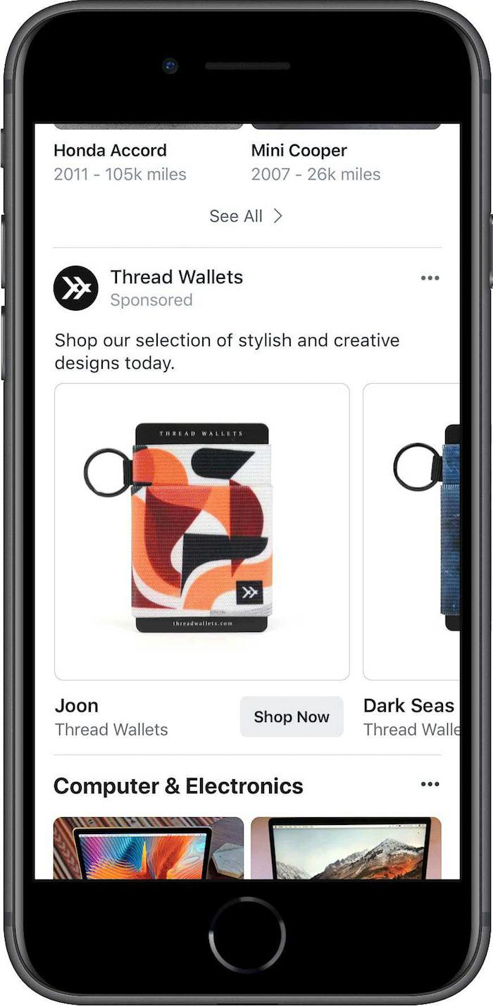 Ads embedded within Facebook Marketplace—Source