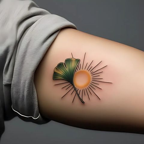 Ginkgo and Sun Tattoo
