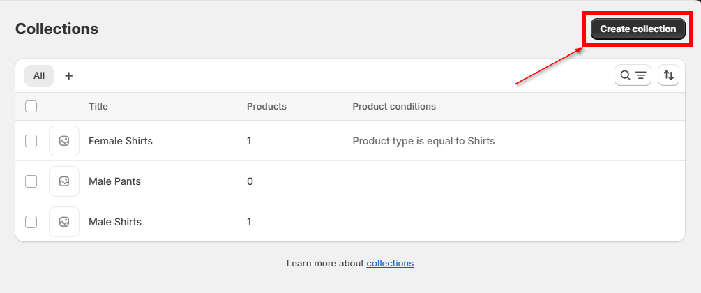 shopify add products to collections