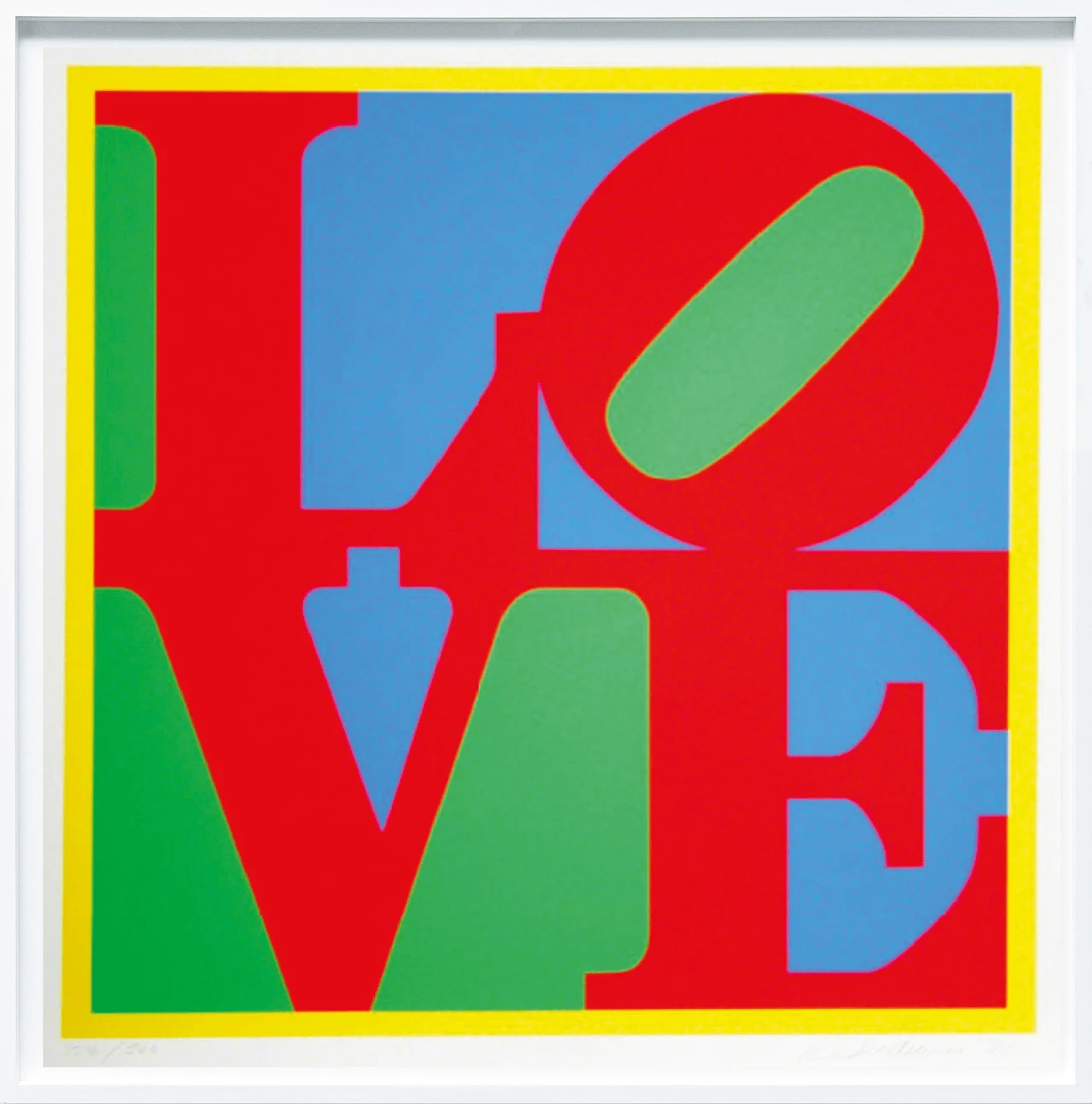  In Robert Indiana’s Heliotherapy Love, the anti war artist reimagines his original ‘LOVE’ work in bright colours.