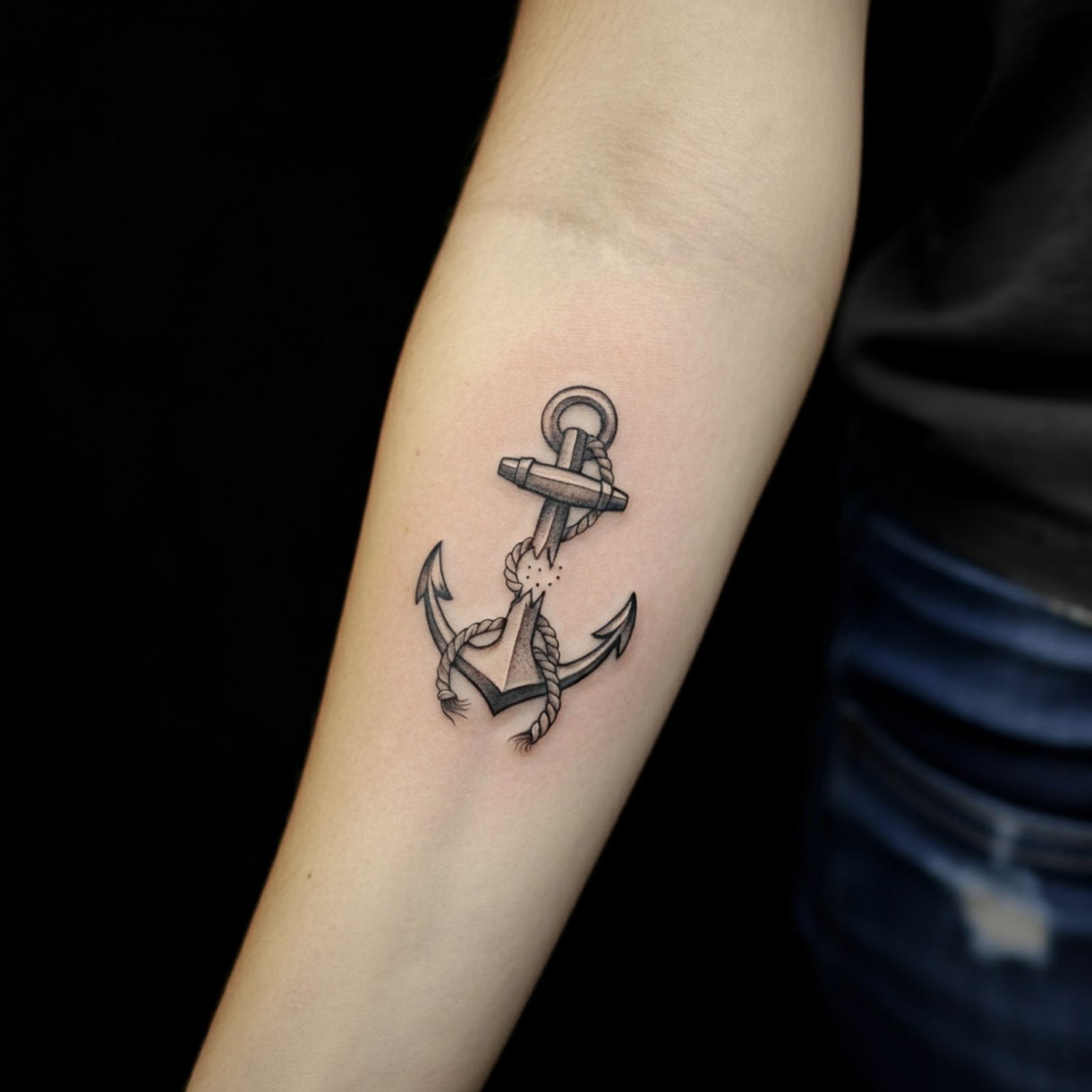 Anchor with a torn rope tattoo