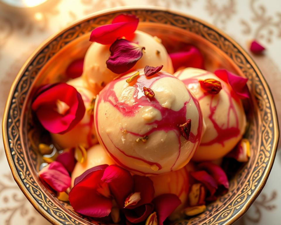 saffron and rose dessert