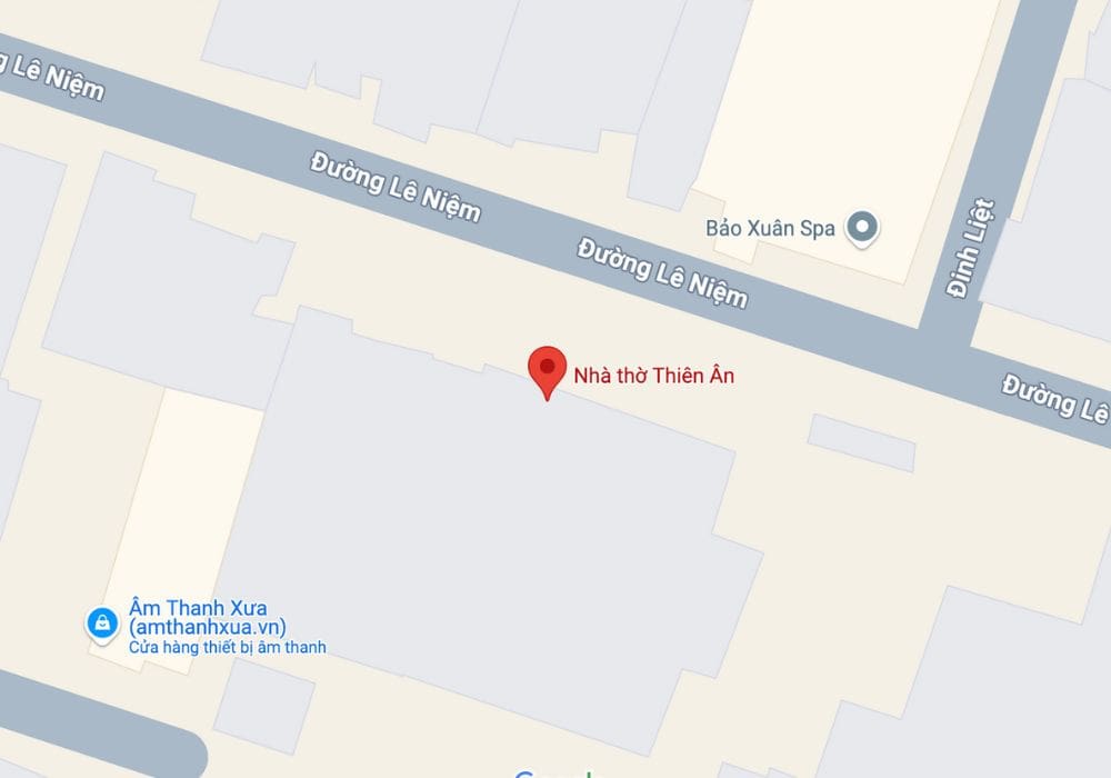 Vị trí của Giáo Xứ Thiên Ân trên bản đồ (Ảnh: Google Maps)