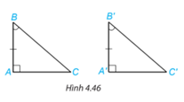 BÀI 15. CÁC TRƯỜNG HỢP BẰNG NHAU CỦA TAM GIÁC VUÔNG1. BA TRƯỜNG HỢP BẰNG NHAU CỦA TAM GIÁC VUÔNGBài 1: Hai tam giác vuông ABC (vuông tại đỉnh A) và A’B’C’ (vuông tại đỉnh A’) có các cặp cạnh góc vuông bằng nhau: AB = A B', AC = A'C' (H.4.45). Dựa vào trường hợp bằng nhau cạnh - góc - cạnh của hai tam giác, hãy giải thích vì sao hai tam giác vuông ABC và ABC bằng nhau.Đáp án chuẩn: ΔABC=ΔA'B'C' (c.g.c)Bài 2: Hai tam giác vuông ABC (vuông tại đỉnh A) và ABC vuông tại đỉnh A) có tương ứng một cạnh góc vuông và một góc nhọn kề với cạnh ấy bằng nhau: AB = A'B', góc B = góc B’ (H.4.46).Dựa vào trường hợp bằng nhau góc cạnh - góc của hai tam giác, hãy giải thích vì sao hai tam giác vuông ABC và ABC bằng nhau.Đáp án chuẩn: ΔABC=ΔA'B'C' (g.c.g)Bài 3: Quay lại tình huống mở đầu, ta thấy mỗi chiếc cột với bóng của nó tạo thành hai cạnh góc vuông của một tam giác vuông. Hai tam giác vuông này có hai cặp cạnh tương ứng bằng nhau và hai góc ở đỉnh chiếc cột của hai tam giác vuông này cũng bằng nhau. Vậy lí do mà bạn Tròn đưa ra có đúng không?Đáp án chuẩn: Lí do bạn Tròn đưa ra là chính xác.Bài 4: Hình 4.47 mô phỏng chiều dài và độ dốc của hai con dốc bởi các đường thẳng BC, B’C’ và các góc B, B’. Khi đó AC, A’C’ mô tả độ cao của hai con dốc.a) Dựa vào trường hợp bằng nhau góc - cạnh - góc của hai tam giác, hãy giải thích vì sao hai tam giác vuông ABC và A’B’C’ bằng nhau.b) So sánh độ cao của hai con dốc.Đáp án chuẩn: a) ΔABC=ΔA'B'C' (g.c.g)b) Độ cao của hai con dốc này bằng nhau.Bài 5: Trong Hình 4.48, hãy tìm các cặp tam giác vuông bằng nhau và giải thích vì sao chúng bằng nhau.Đáp án chuẩn: ΔABC=ΔXYZ (cạnh góc vuông – góc nhọn)ΔDEF=ΔGHK (cạnh huyền – góc nhọn)ΔMNP=ΔRTS (hai cạnh góc vuông).Bài 6: Cho Oz là tia phân giác của góc xOy. Lấy điểm M trên tia Oz và hai điểm A, B lần lượt trên các tia Ox, Oy sao cho MA vuông góc với Ox, MB vuông góc với Oy(H.4.50). Chứng minh rằng MA = MB.Đáp án chuẩn: ΔOMA=ΔOMB (cạnh huyền – góc nhọn).2. TRƯỜNG HỢP BẰNG NHAU ĐẶC BIỆT CỦA TAM GIÁC VUÔNGBài 1: Vẽ tam giác vuông ABC có A = 90°, AB = 3 cm, BC = 5 cm theo các bước sau:• Dùng thước thẳng có vạch chia vẽ đoạn thẳng AB = 3 cm.• Vẽ tia Ax vuông góc với AB và cung tròn tâm B bán kính 5 cm như Hình 4.51.Cung tròn cắt tia Ax tại điểm C.•Vẽ đoạn thẳng BC ta được tam giác ABC.Đáp án chuẩn: Bài 2: Tương tự, vẽ thêm tam giác ABC có A = 90°, AB = 3 cm, BC = 5 cm.a) Dùng thước thẳng có vạch chia hoặc compa kiểm tra xem AC có bằng A'C' không?b) Hai tam giác ABC và A'B'C' có bằng nhau không?Đáp án chuẩn: a) AC = A’C’b) Bằng nhau (cặp cạnh góc vuông bằng nhau).Bài 3: Hãy chỉ ra các cặp tam giác vuông bằng nhau dưới đây.Đáp án chuẩn: + ΔABC=ΔGHK + ΔDEF=ΔMNPBài 4: Cho ba điểm A, B, C nằm trên đường tròn tâm O và các điểm M, N, P như Hình 4.54. Hãy chỉ ra ba cặp tam giác vuông bằng nhau trong hình.Đáp án:ΔOAP=ΔOBP .ΔOAN=ΔOCN ΔOBM=ΔOCM Bà 5: Có hai chiếc thang dài như nhau được dựa vào một bức tường với cùng độ cao BH = B’H’ như Hình 4.55. Các góc BAH và B'A'H có bằng nhau không? Vì sao?Đáp án chuẩn: HAB=H'A'B'.BÀI TẬP CUỐI SGK