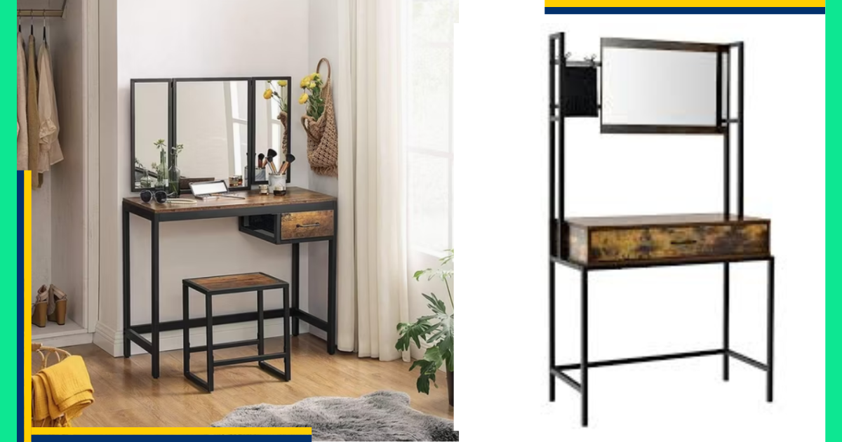Industrial Metal & Wood mirrored table