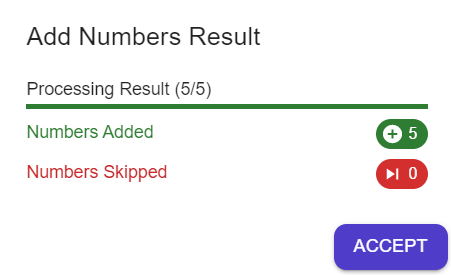 Add numbers result dialog