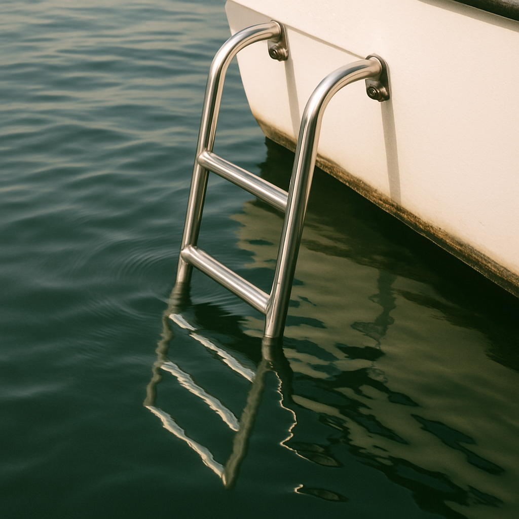 Boat ladder in water
