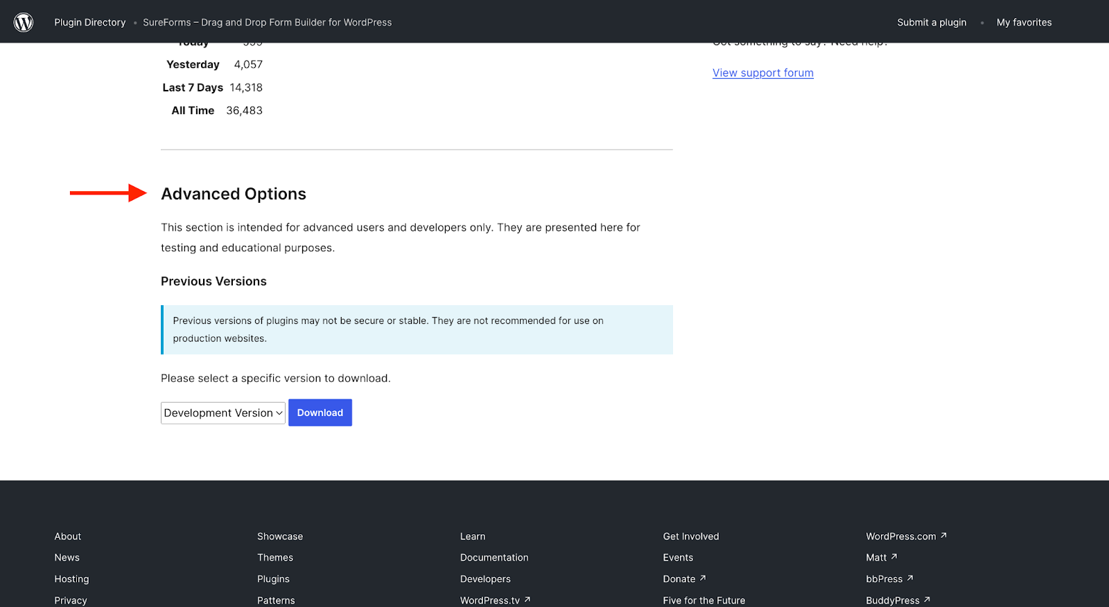 advanced options section