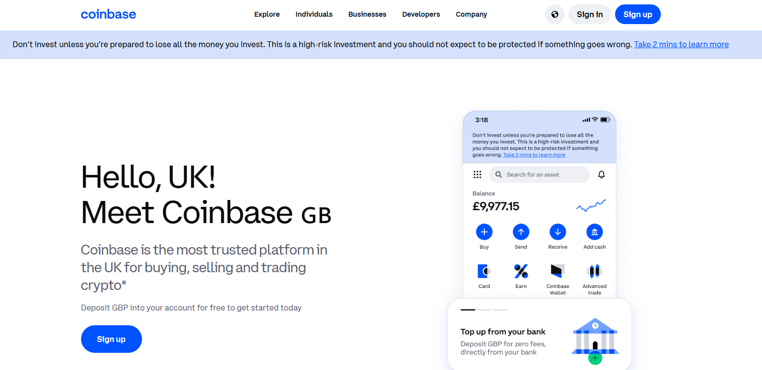 Coinbase Homepage