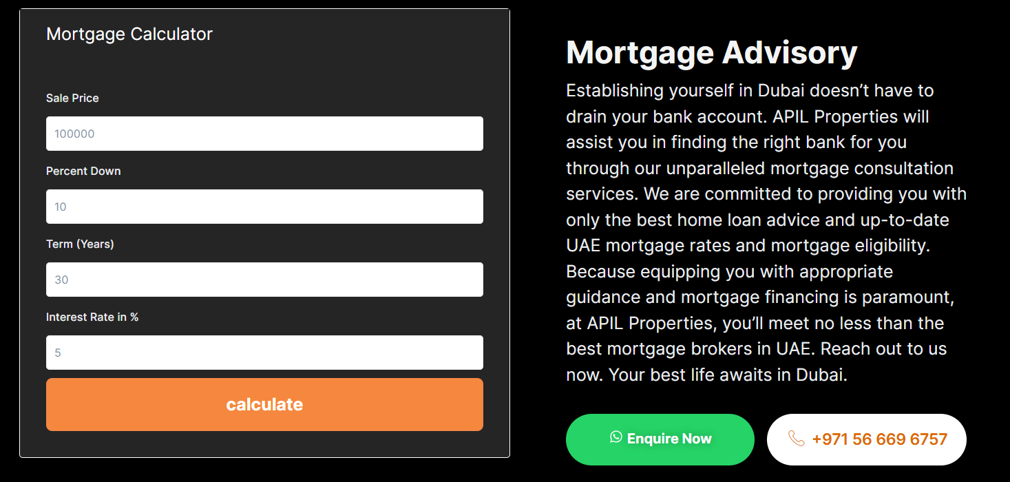 ROI calculator by Apil properties