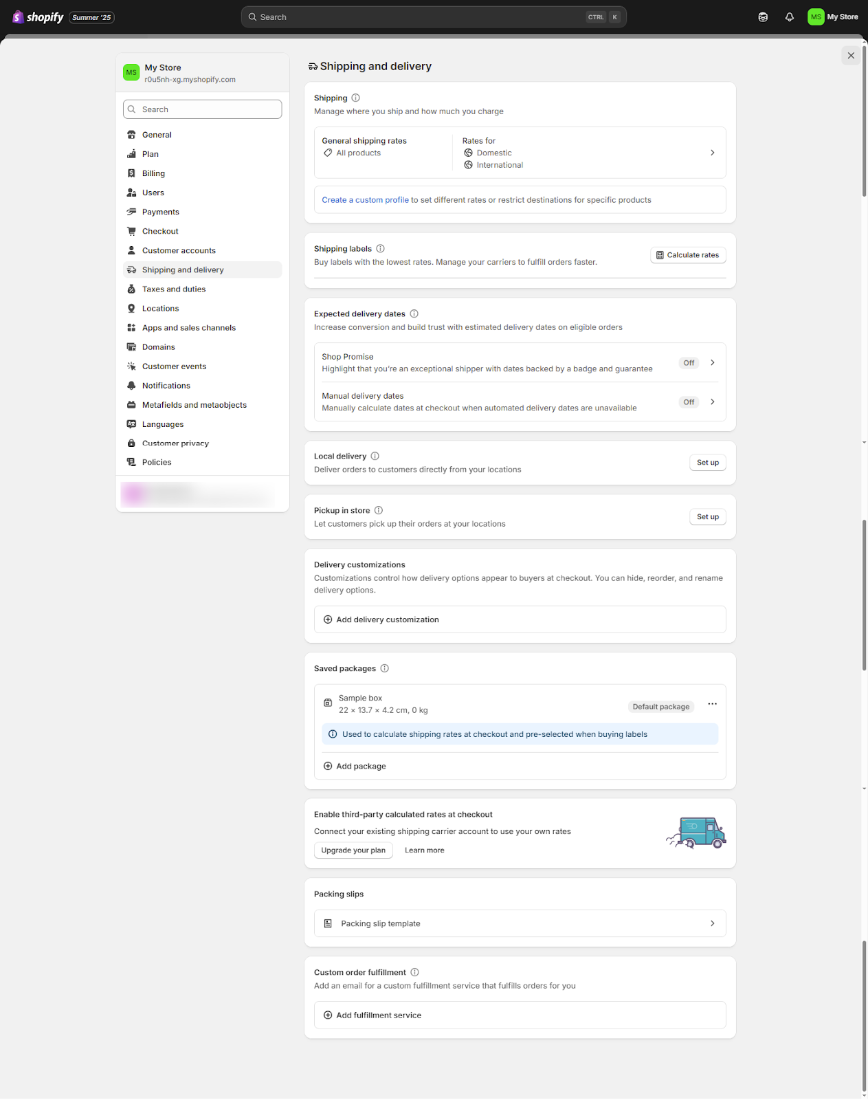 configure shipping settings