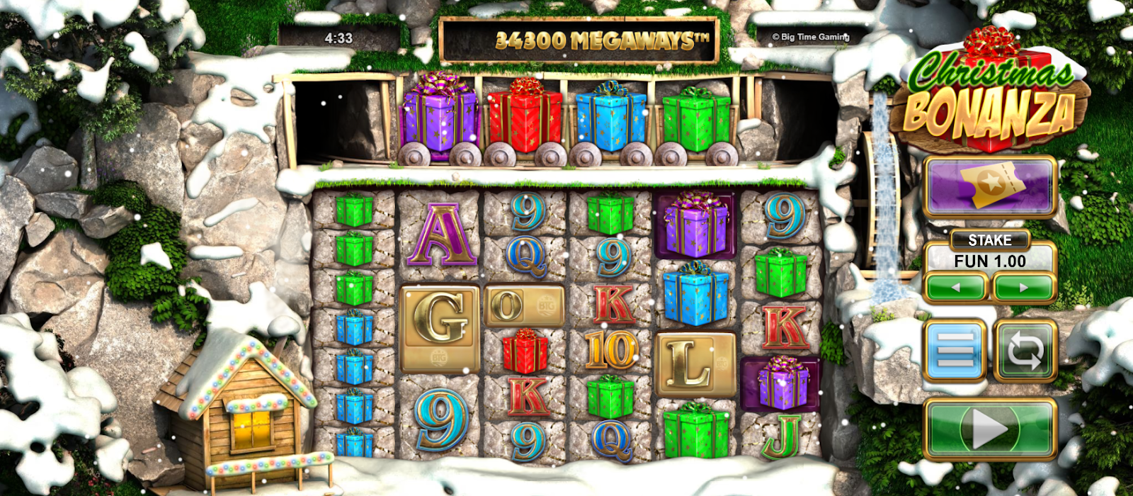 Christmas Bonanza slot in-game action.
