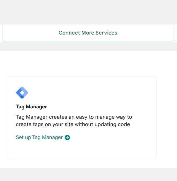 The Set up Tag Manager option in settings