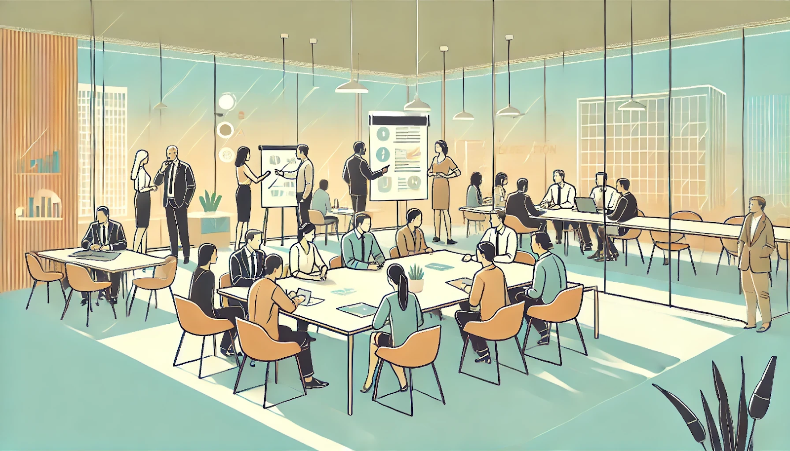Illustrazione di un team che collabora in un contesto di negoziazione
