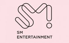 This contain the logo for sm entertainment is shown in black and white on a pink background with an arrow