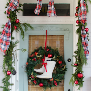 christmas garland and wreath for the porch 