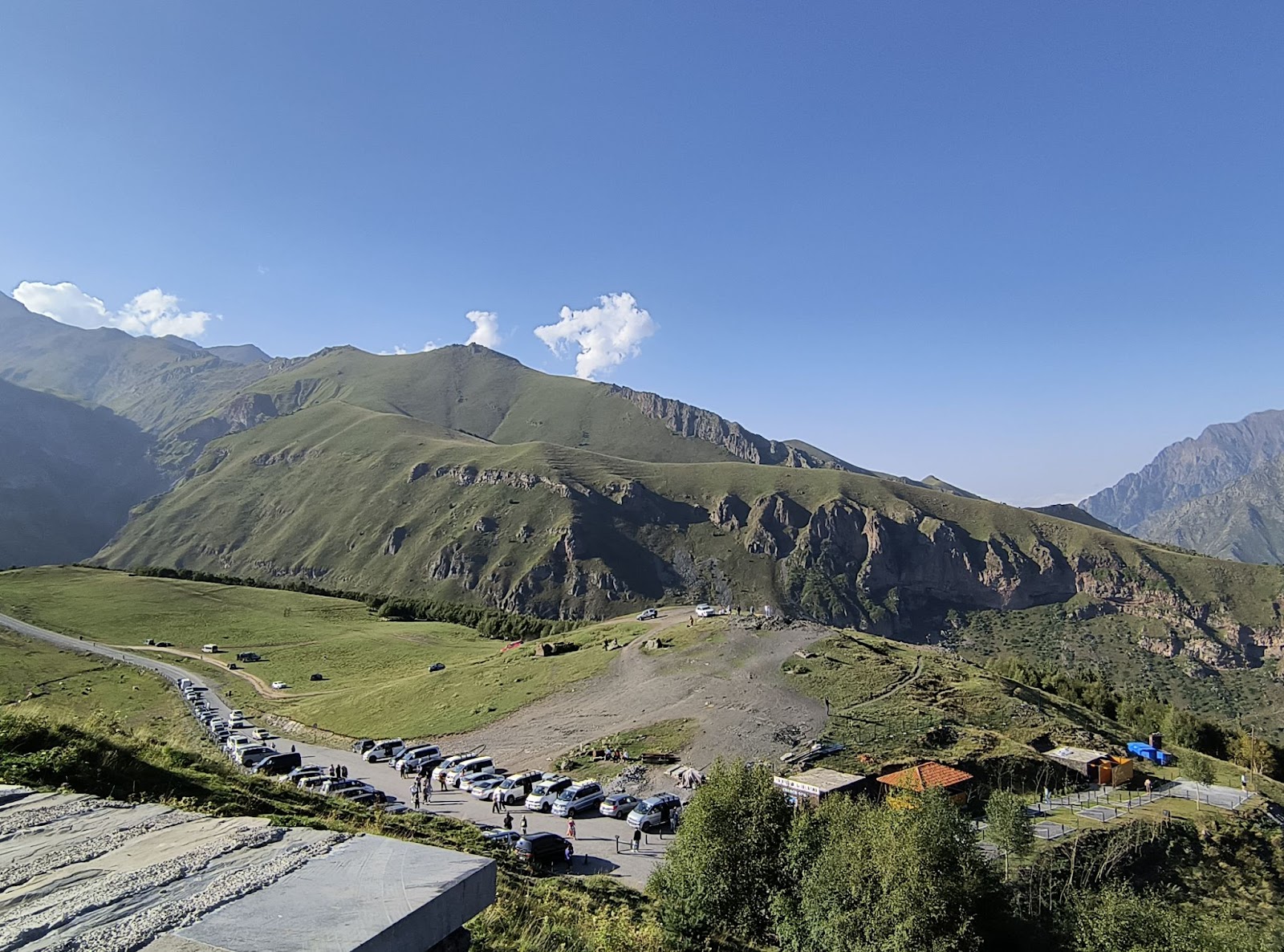 View from Gergeti Trinity Church to the Parking Lot