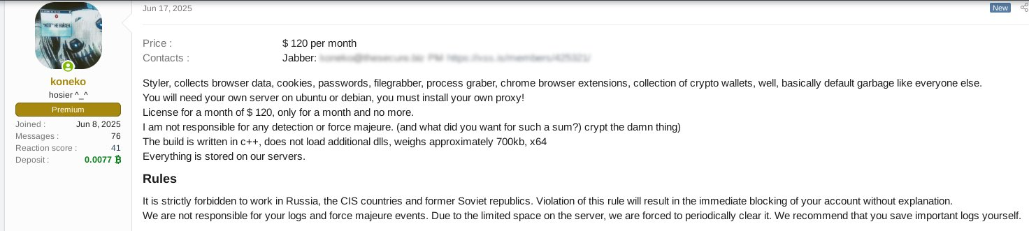 New "123 | Stealer" Advertised on Underground Hacking Forums for $120 Per Month