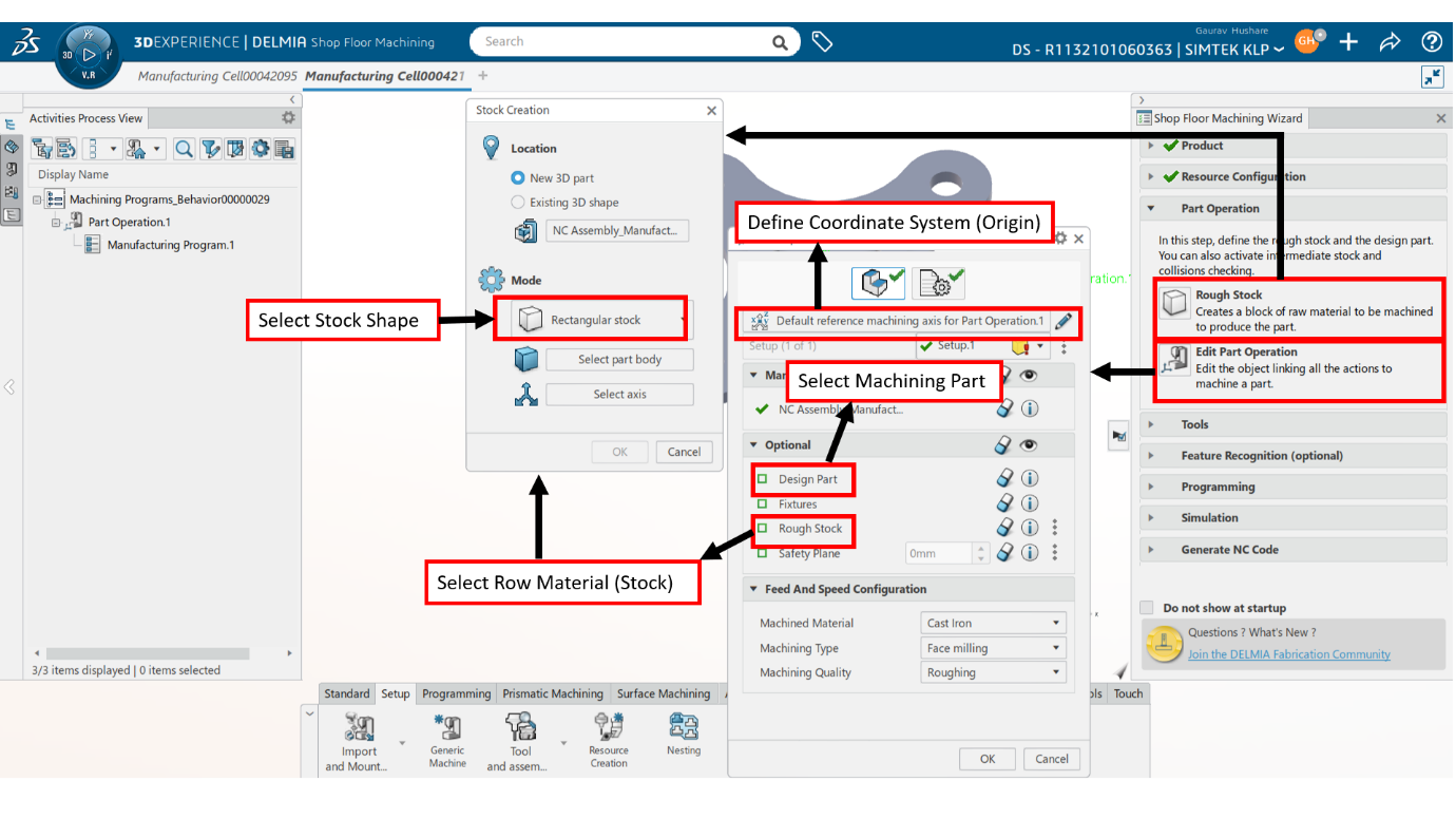 NC Shop Floor Programmer in 3DEXPERIENCE platform interface showing CNC programming tools and simulations.