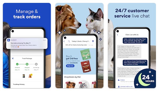 Screenshots of Chewy app