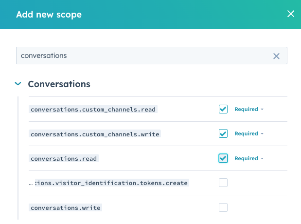 custom channels scopes