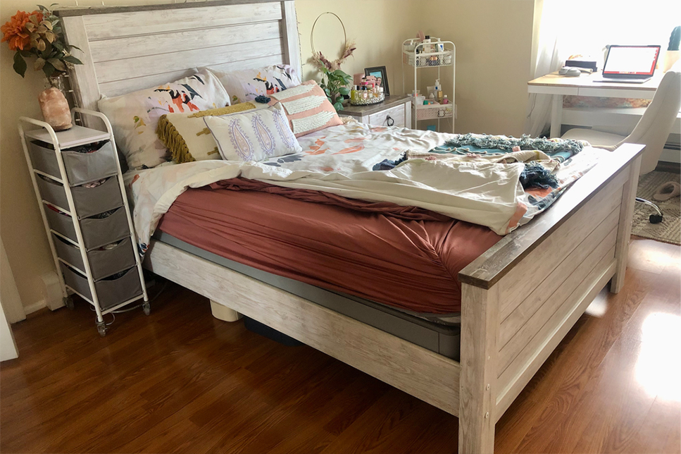 Mattress with sheets undone