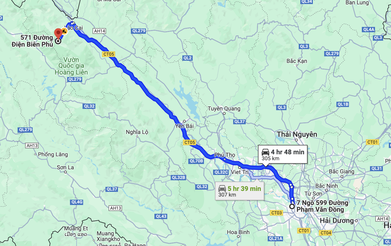 route of sao viet bus from hanoi to sapa