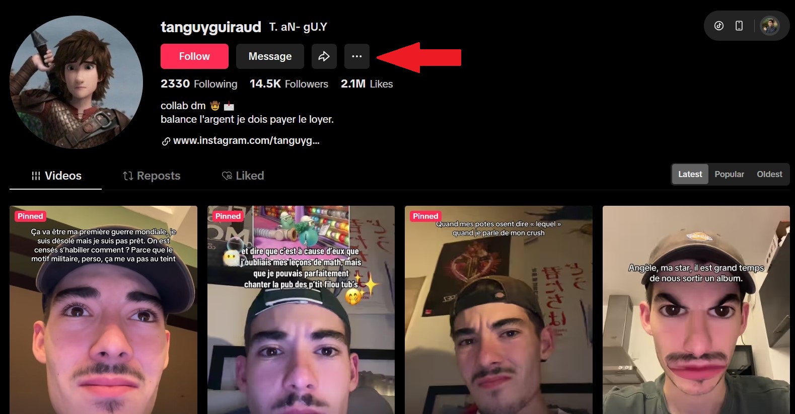 tap the three dots next to the arrow icon