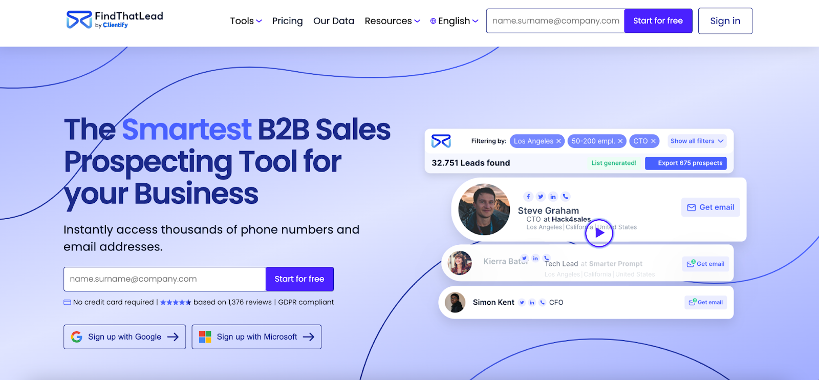 find that lead landing page