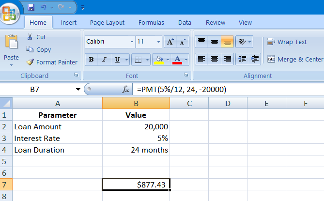 Payment (PMT) Formula