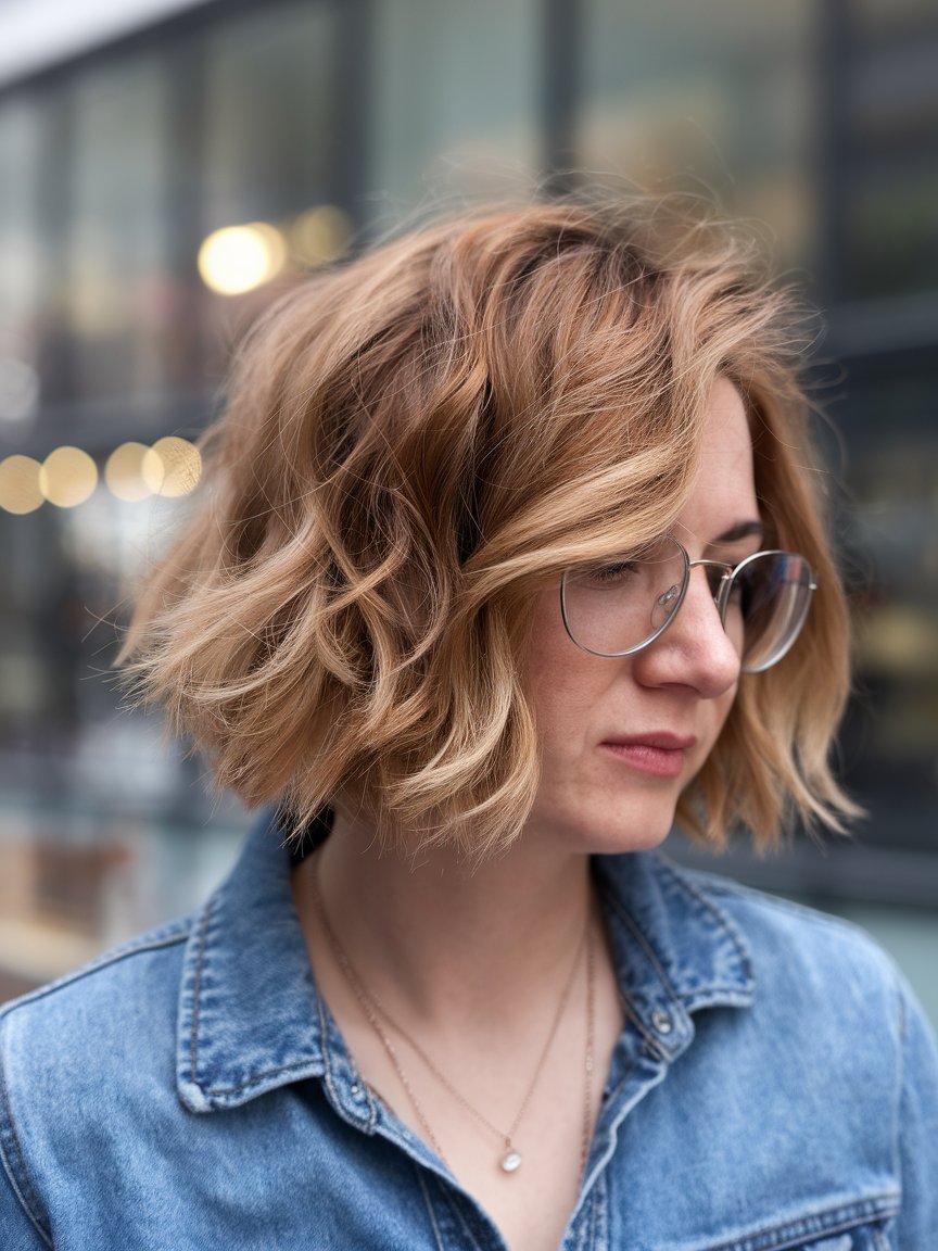 30. Wavy Bob With Side Part