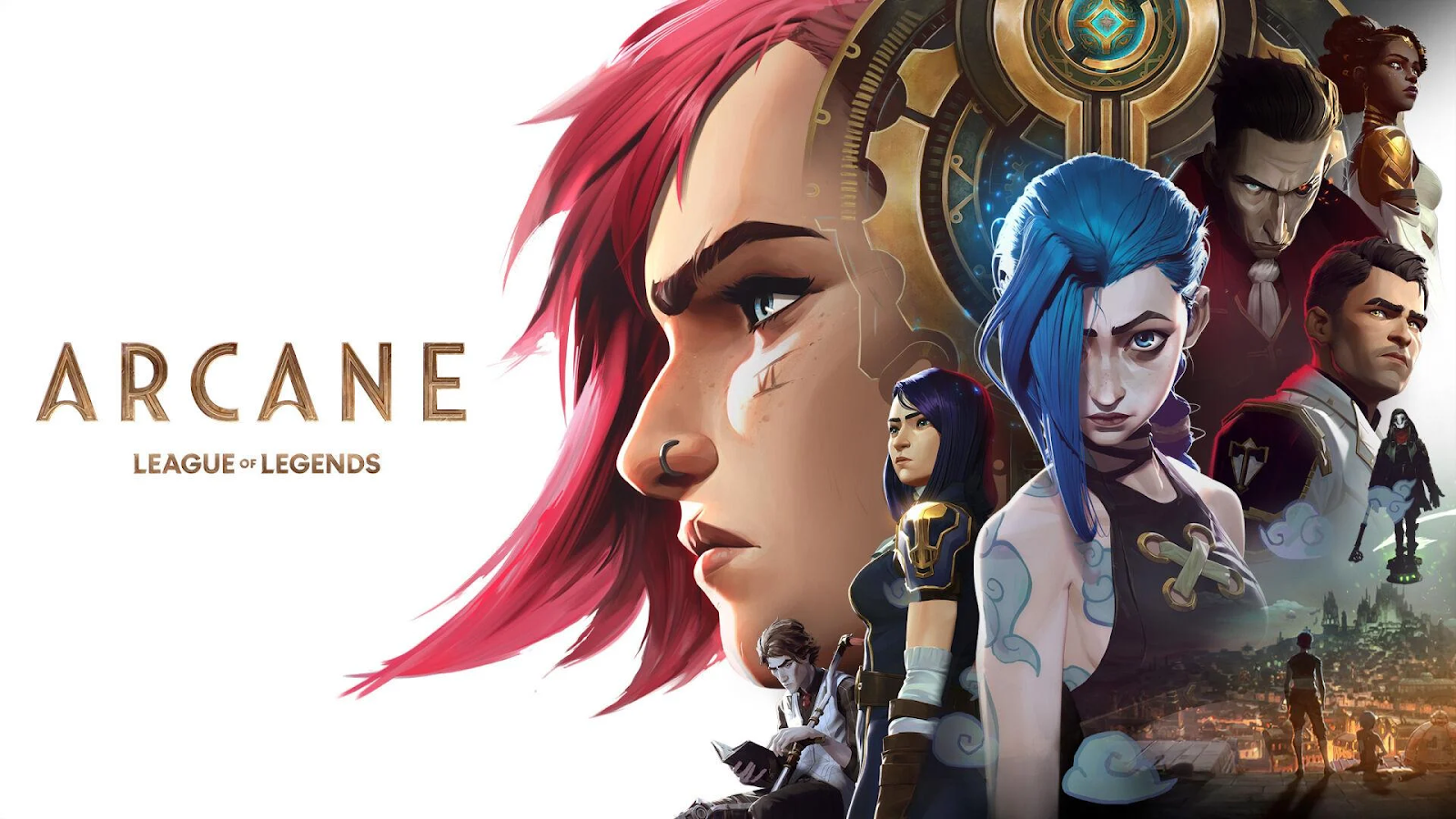 Key art for Arcane. Includes Jynx, Vi, Jayce, etc