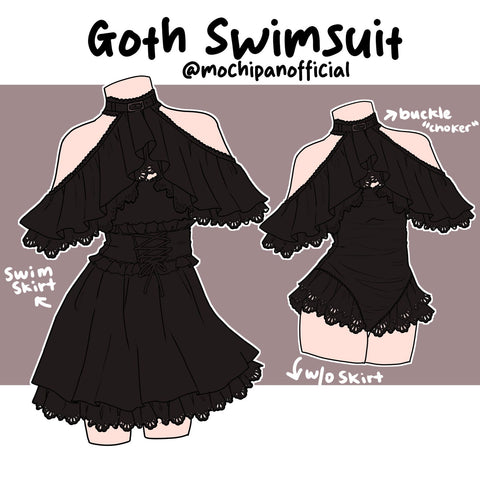 (Pre-Sample Pre-Order) Goth Swimsuit (SWIMSUIT ONLY) - Mochipan