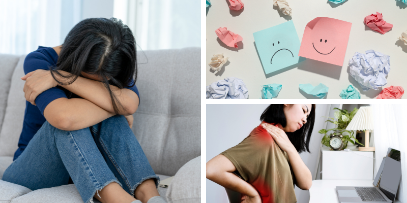 Collage depicting important factors in determining compensation for pain and suffering damages in a personal injury lawsuit