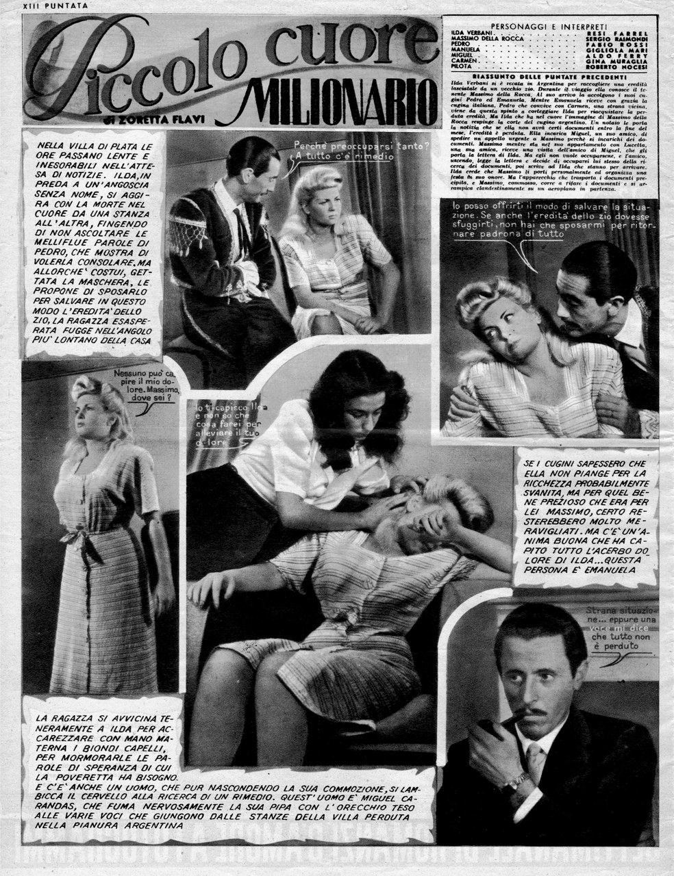 Pequeño Millón de Corazón, fragmento de una de las primeras fotonovelas publicadas en Il Mio Sogno (4 de enero de 1948) 