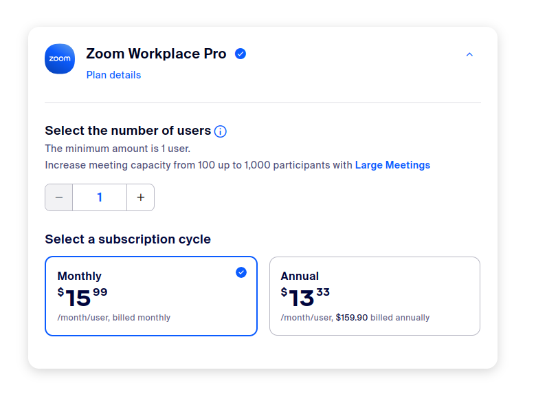 Zoom pricing