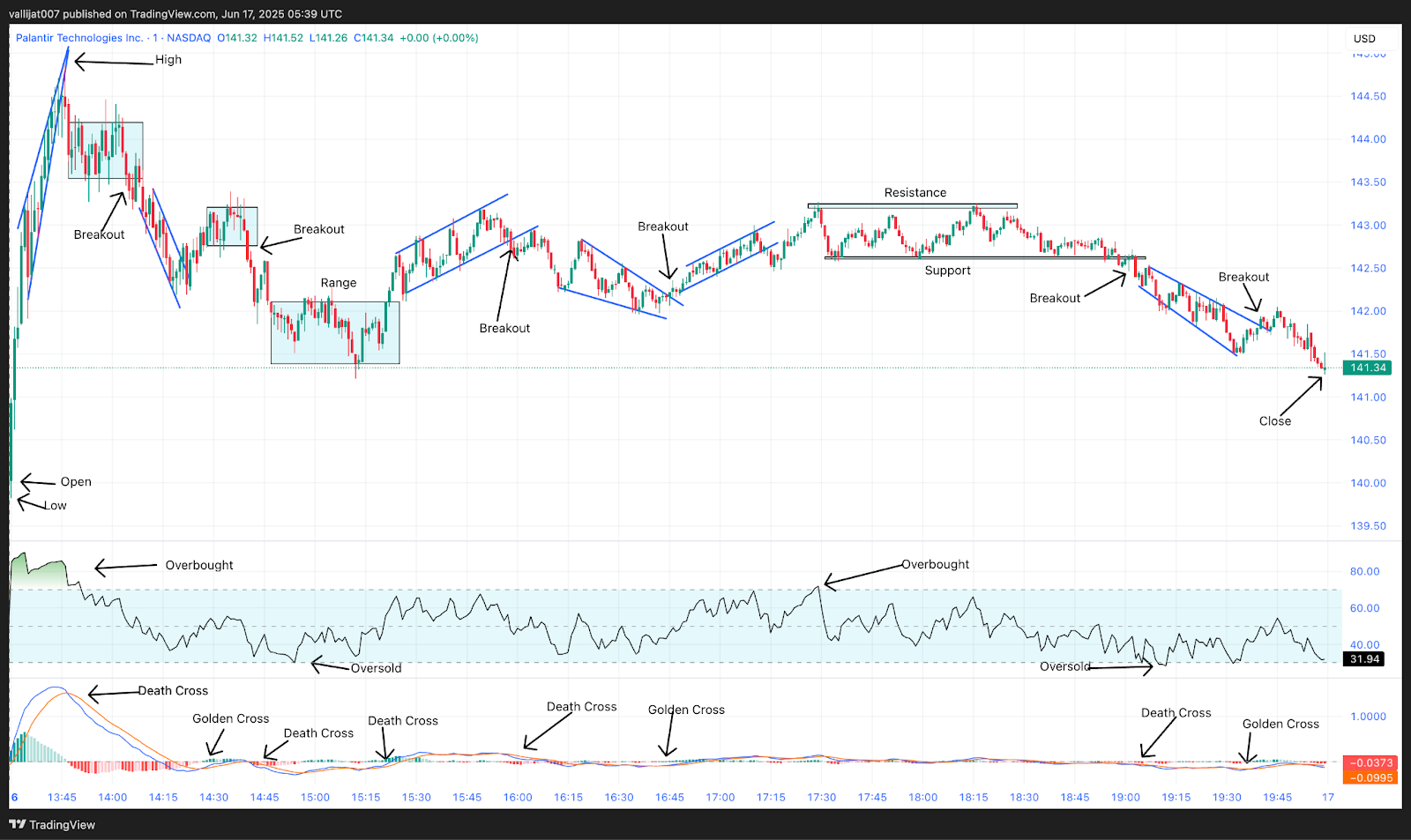 Chart 3: PLTR M1 Chart, Analysed by vallijat007, published on TradingView, June 17, 2025
Palantir price