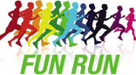 Image of shapes of people running in rainbow colors and text of FUN RUN