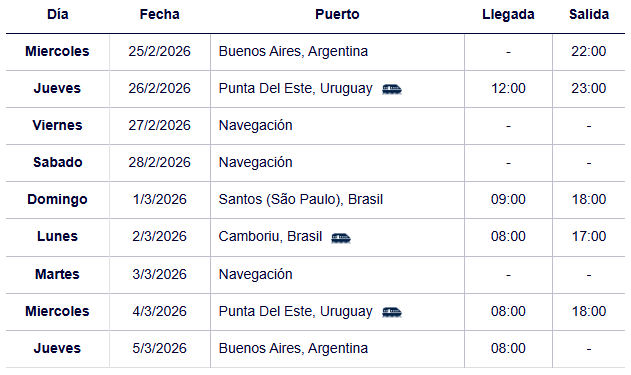 crucero en verano