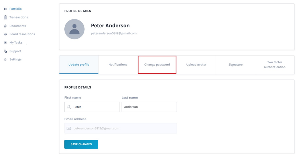 change password